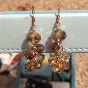 Brown and gold dangle earrings